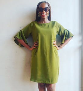 Olive Green Shift Dress